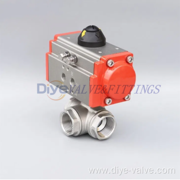 Stainless Steel Pneumatic 3 Way Ball Valve